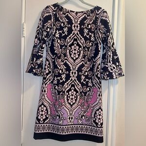 Just...Taylor Navy and Pink Mini Dress with Baroque Print